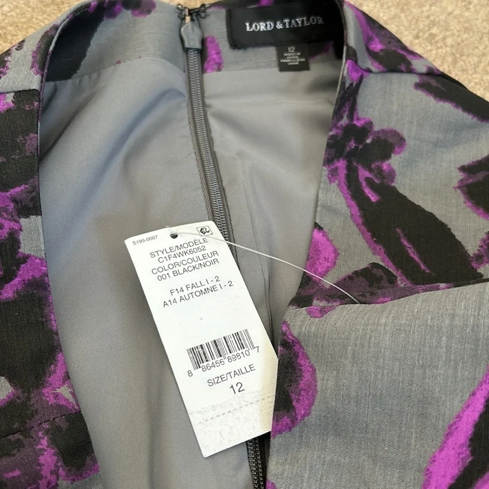 New LORD & TAYLOR Gray Purple Floral Pencil Skirt Size 12 - Picture 7 of 8